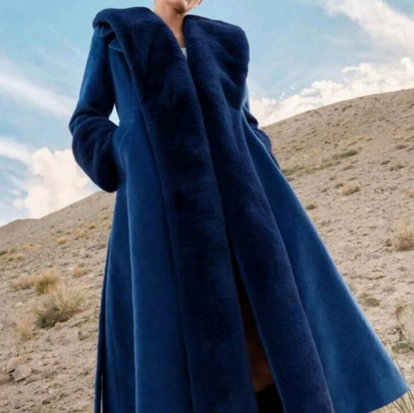 Jackets & Blazers - Elegant Blue Wool Blend Coat